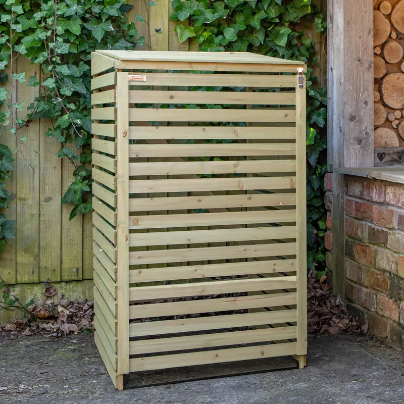 68cm × 1.2m Single Wheelie Bin Storage Box – Weatherproof Wooden Garden Bin Cover
