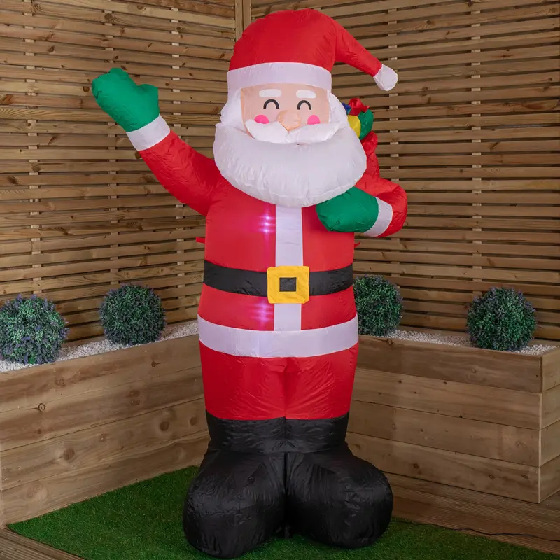 6ft (190cm) Outdoor LED Inflatable Santa with Gift Bag – Festive Yard Decoration