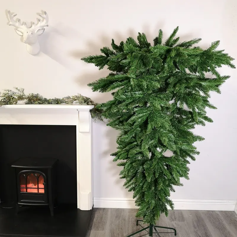6ft Upside-Down Green Artificial Christmas Tree – 903 Realistic Tips