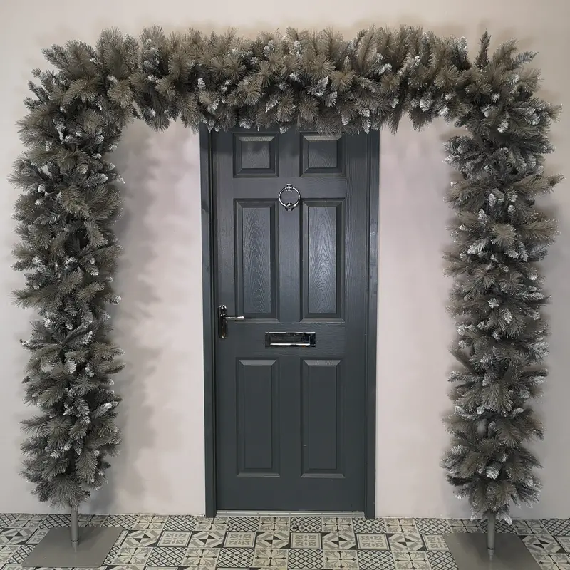7.5ft Indoor Silver Wrapped PVC Christmas Tree Arch Featuring 1070 Realistic Tips