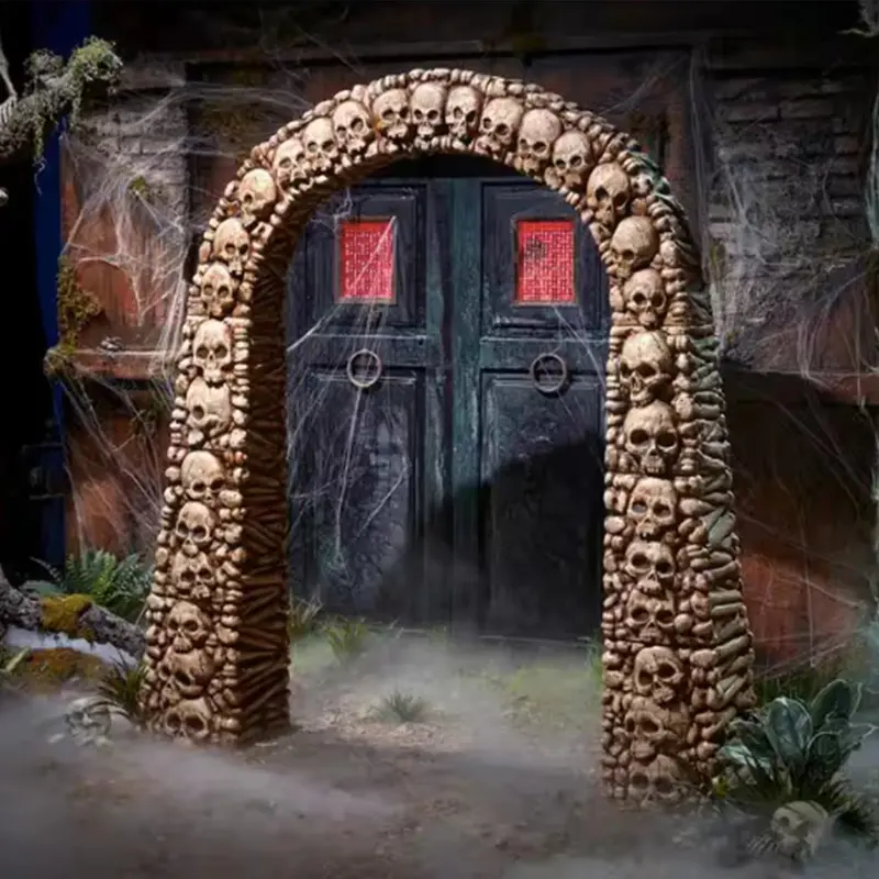 7.5ft Skull-and-Bones Themed Halloween Entrance Arch Decoration