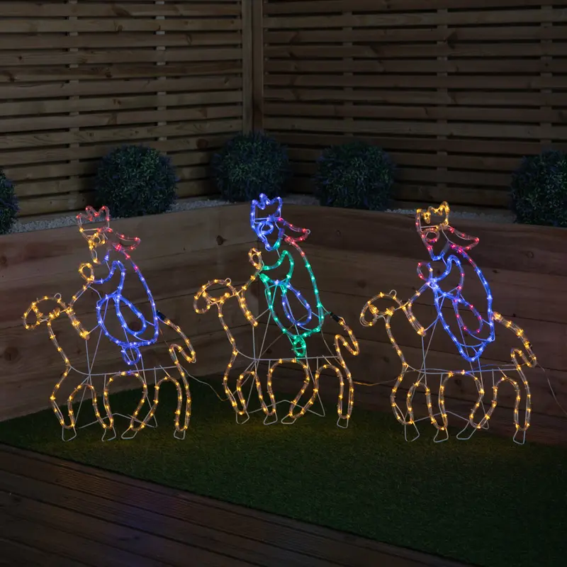 70cm Three Wise Men Rope Light Silhouette – Illuminated Christmas Decor with Warm LEDs