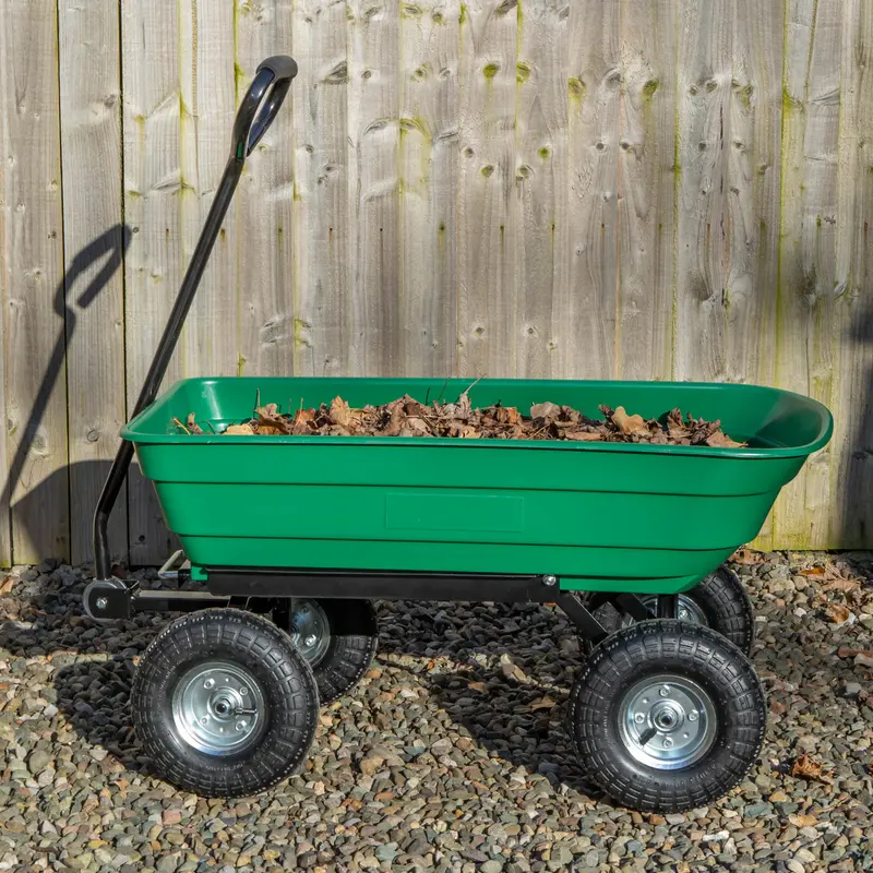 75-Litre Heavy-Duty Tipping Garden Dump Cart – 200kg Load Capacity with Dual Wheels & Ergonomic Pull Handle