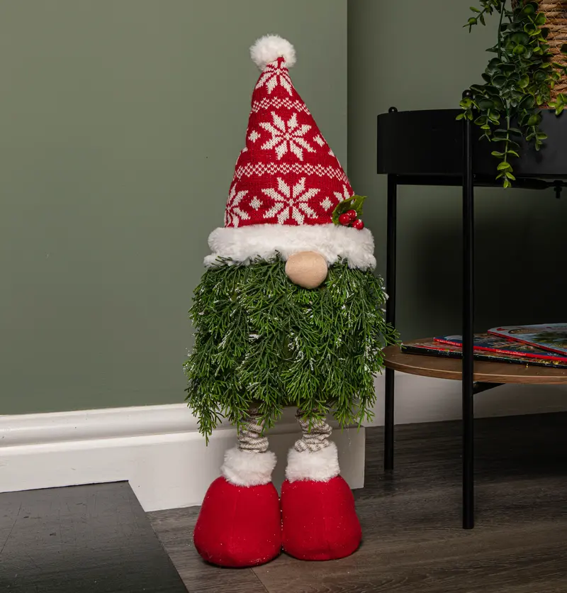 76cm Standing Gonk Figure in Red & White Festive Outfit with Snowflake Hat and Adjustable Legs
