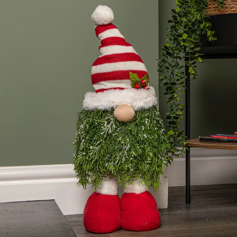 76cm Standing Red-and-White Gonk – Striped Hat & Adjustable Leg Design