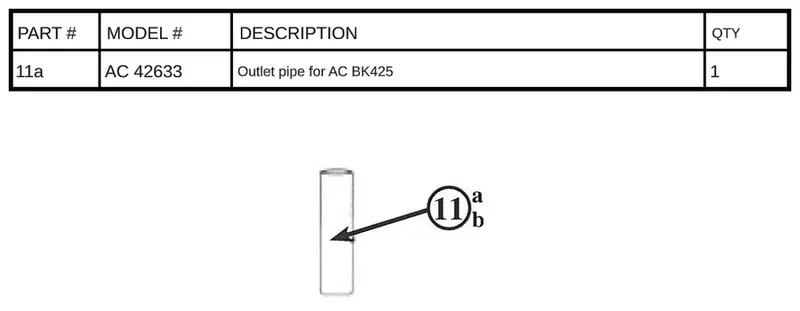 AC 42633 Outlet Pipe for BK425 Filter – OEM-Matched Replacement