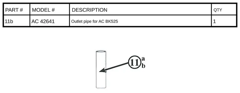 AC 42641 Outlet Pipe for BK525 Filter – Exact-Spec Replacement