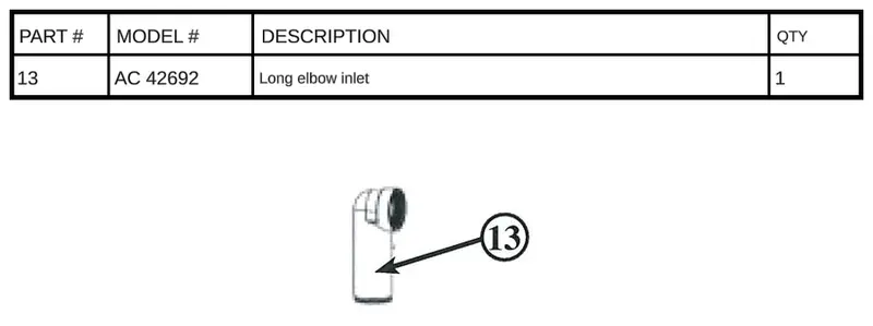 AC 42692 Long Elbow Inlet – Extended-Reach 90° Inlet Fitting