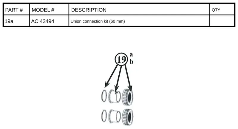 AC 43494 Single Union Connection – 60 mm Quick-Connect Fitting