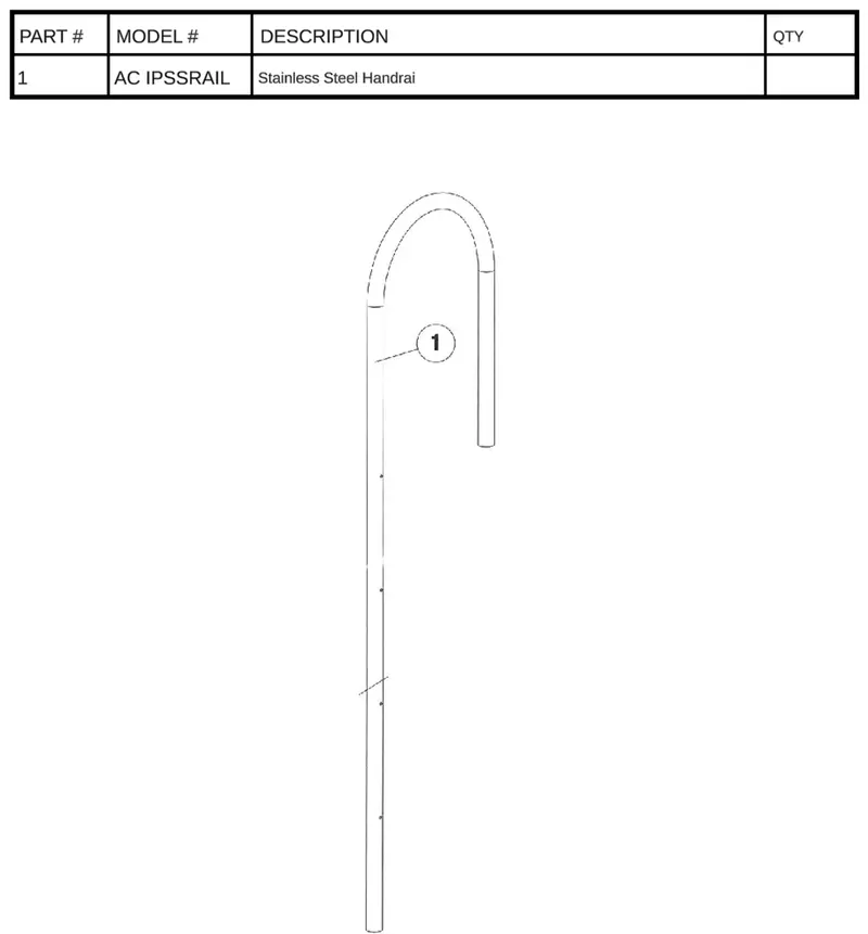 AC IPSSRAIL Stainless Steel In-Pool Handrail