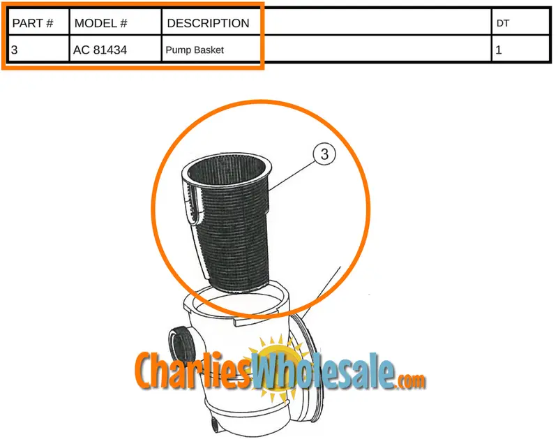 AC81434 / NEP2136 Pump Strainer Basket Compatible with AC70335