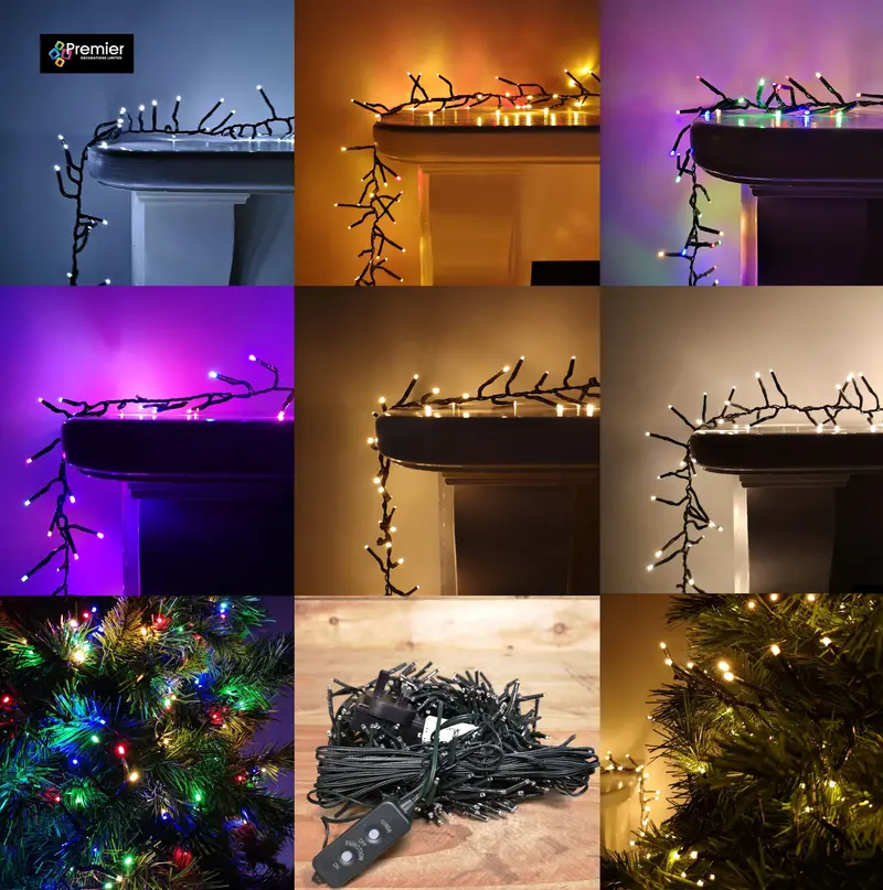 Adjustable-Length Clusterbrights Christmas Lights – Mains-Powered, Timer, Color Options