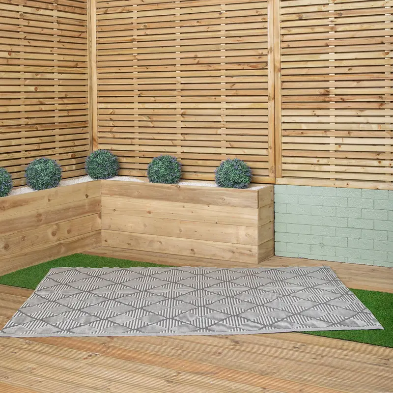 Alexandria Grey Outdoor Patio Rug – 1.5m x 2.1m Large Alfresco Floor Mat