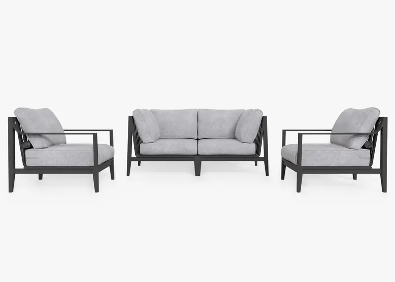 Aluminum Outdoor Loveseat + Armchairs Set (4-Piece) by Outer