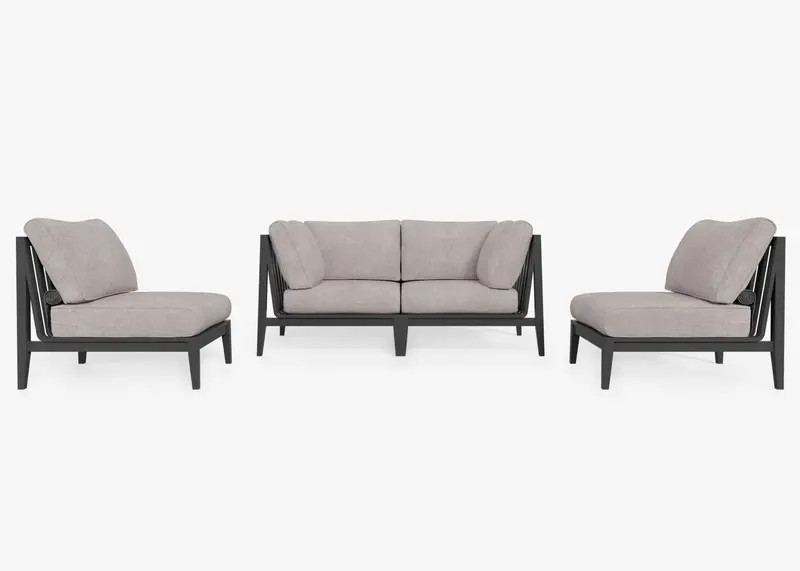 Aluminum Outdoor Loveseat + Armless Chairs Set (4-Piece) by Outer