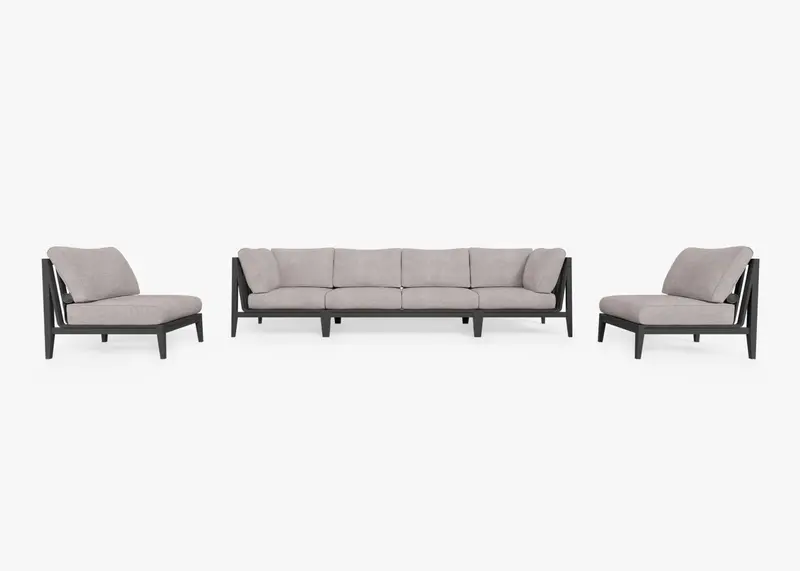 Aluminum Outdoor Sofa + Armless Chairs Bundle (6-Piece) by Outer
