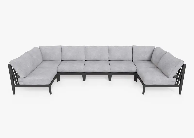 Aluminum Outdoor U-Shaped Sectional (7-Piece) by Outer