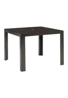 Aluminum Slat 36-Inch Square Umbrella-Ready Dining Table by Tropitone