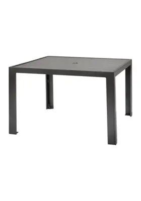 Aluminum Slat 42-Inch Square Umbrella-Ready Dining Table by Tropitone
