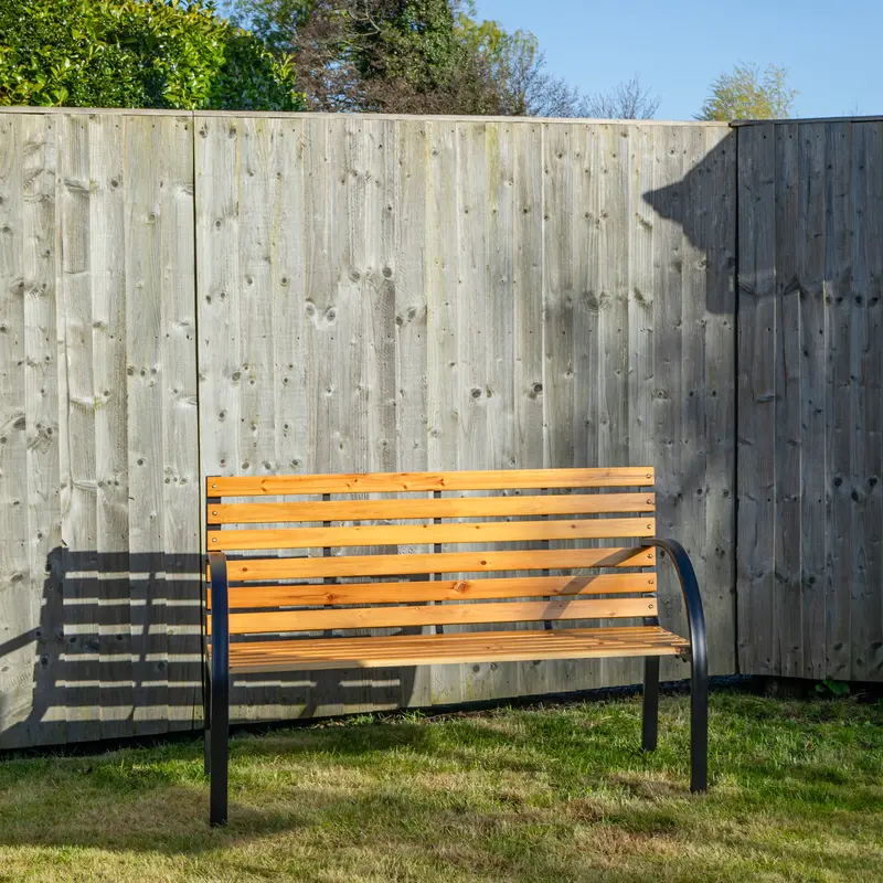 Ambleside Two-Person Metal-and-Wood Garden Bench for Outdoor Patios
