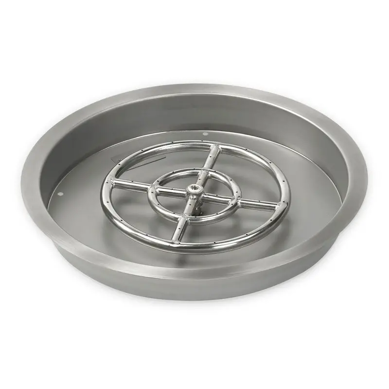 American Fire Glass 25″ Stainless Steel Round Drop-In Pan with 18″ Ring Burner