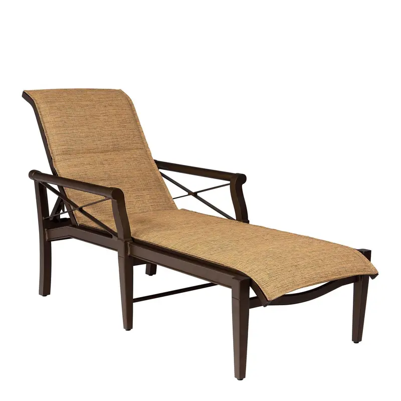 Andover Padded Sling Chaise Lounge – Adjustable Outdoor Recliner by Woodard