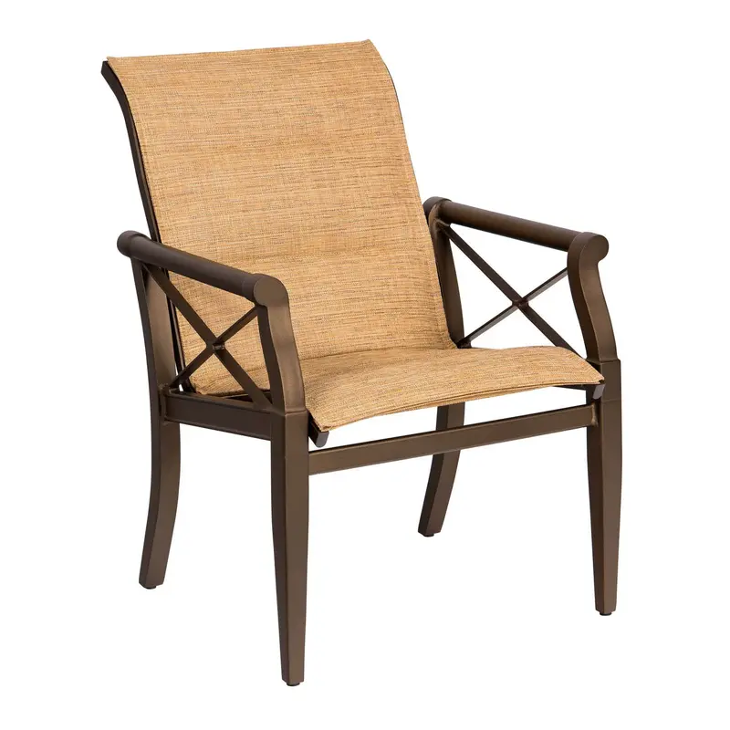 Andover Padded Sling Dining Armchair – Woodard Plush Outdoor Dining Chair