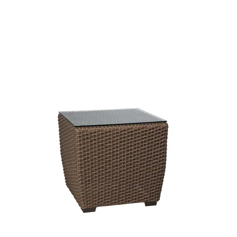 Augusta Woven Square End Table with Tempered Glass Top – Woodard Outdoor Furniture