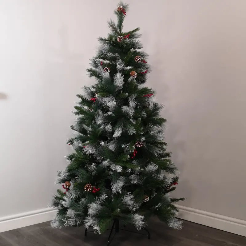 Avatika 7-Foot Frosted Artificial Christmas Tree with Pine Cones & 896 Realistic Tips