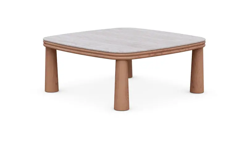 Azurro Living Biscayne Travertine-Topped Coffee Table
