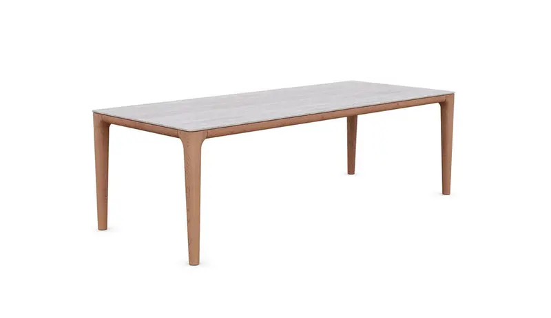 Azurro Living Boca 87-Inch Dining Table with Travertine Top
