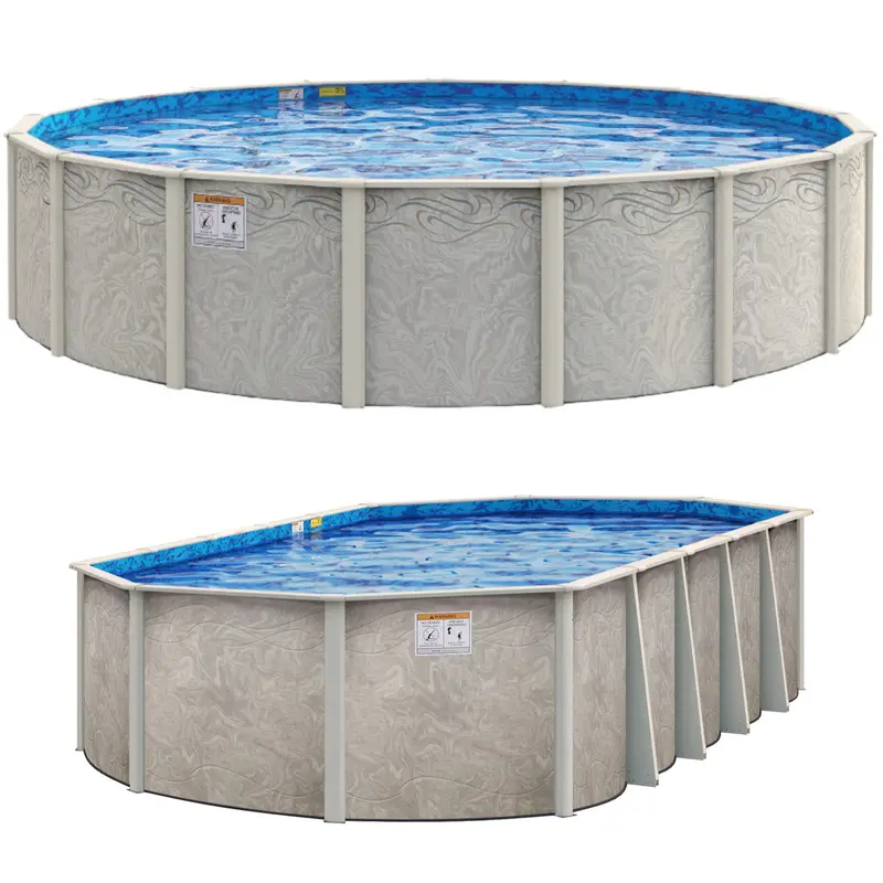 Bay Burst Resin-Wall Above-Ground Pool Kit with Starter Bundle – 52″ or 54″ Height
