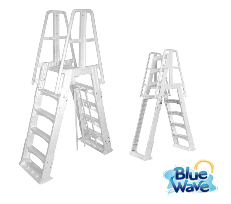 Blue Wave A-Frame Adjustable Pool Ladder for Above-Ground Swimming Pools – 48″ to 56″ Range (Model NE9880)