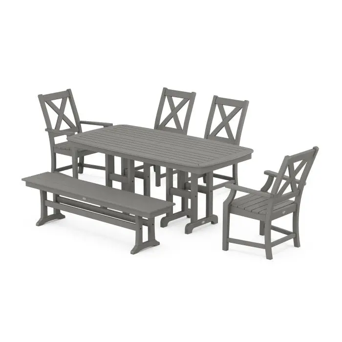 Braxton 6-Piece Outdoor Dining Set with Bench by Pollywood