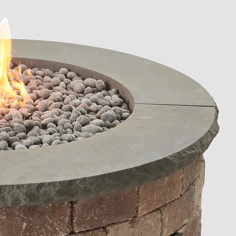 Bronson Block Gas Fire Pit Kit Concrete Top – Set of 4 Modular Slabs for Custom Builds by The Outdoor Great Room