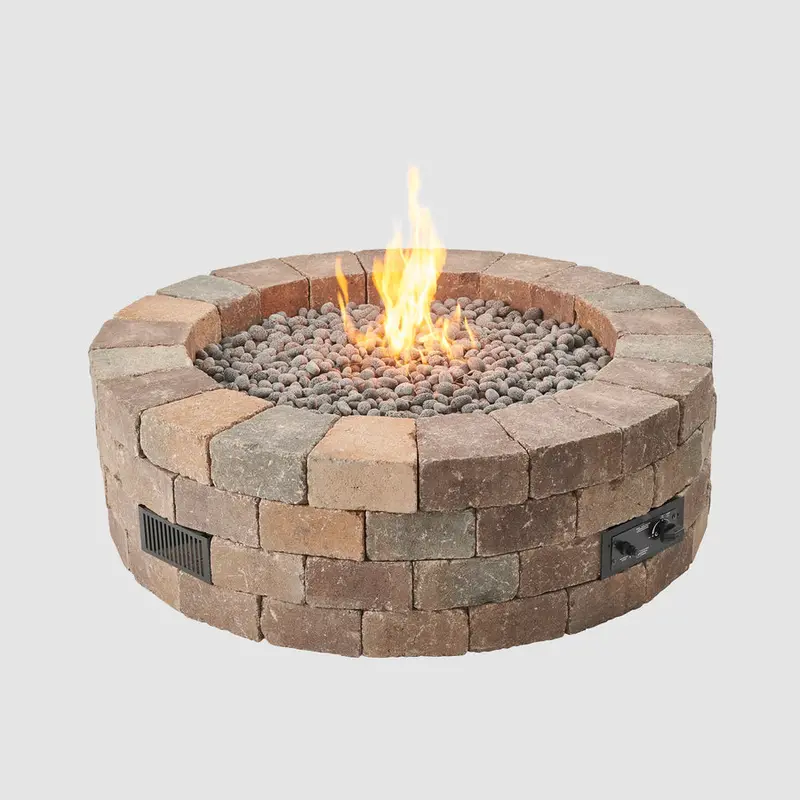 Bronson Block Round Gas Fire Pit Kit – Outdoor Great Room