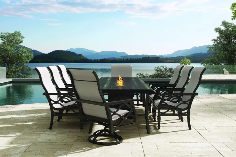Castelle Villa Bianca 8-Piece Sling Outdoor Dining Set