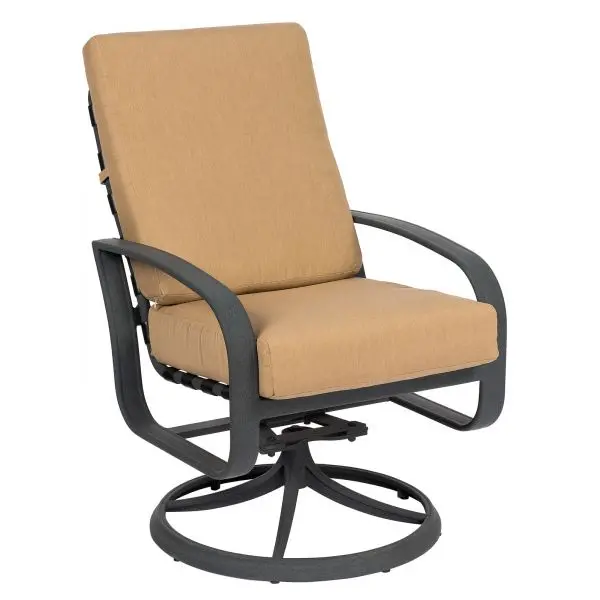 Cayman Isle Cushioned Swivel-Rocking Dining Armchair by Woodard