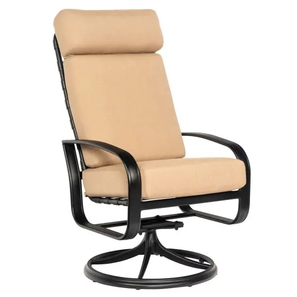 Cayman Isle High-Back Cushioned Swivel-Rocking Dining Armchair by Woodard