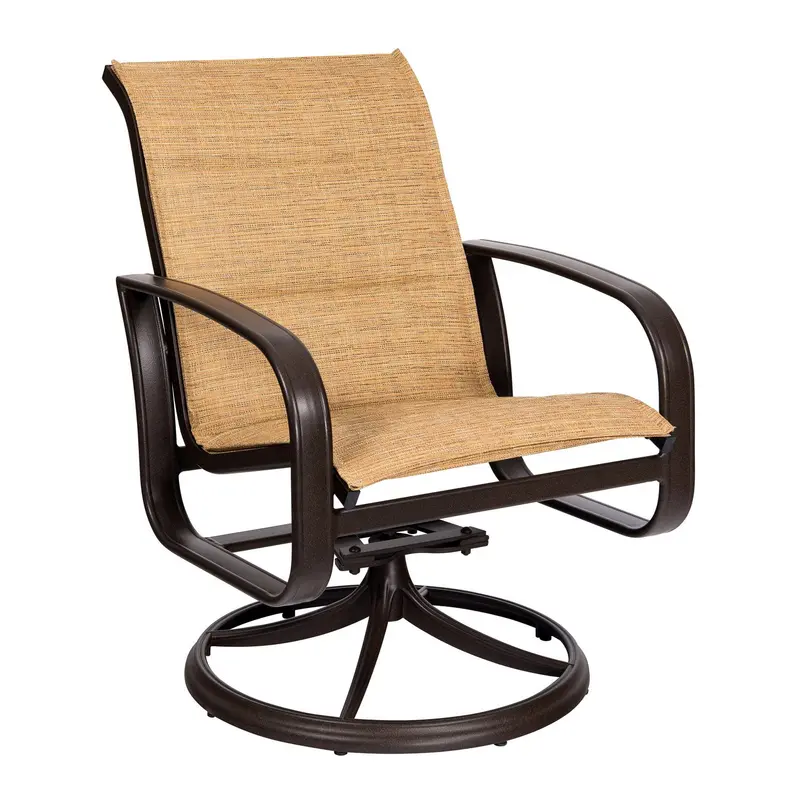 Cayman Isle Padded Sling Swivel-Rocking Dining Armchair by Woodard