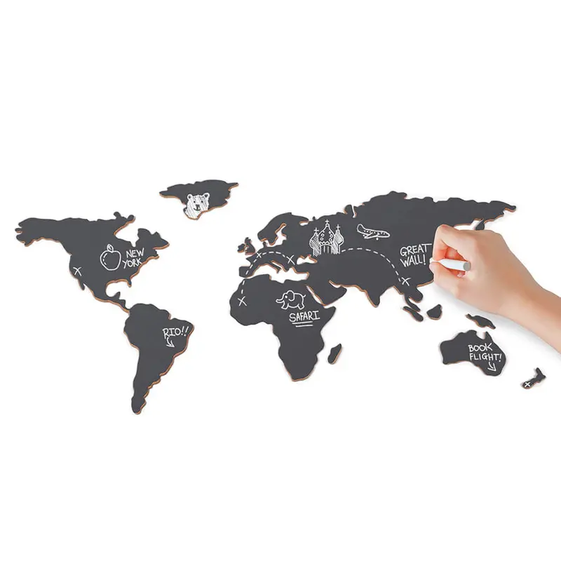 Chalkboard-Style World Map Wall Chart