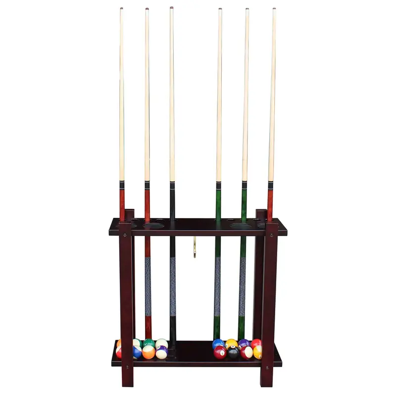 Classic Solid-Wood Floor Cue Rack for Billiard Equipment Storage