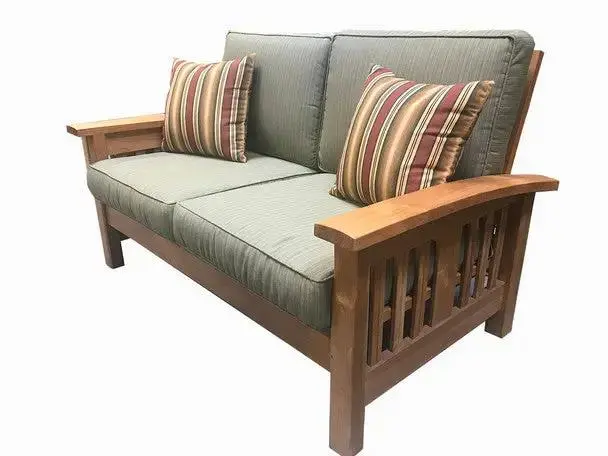 Classic Teak Mission Love Seat – Handcrafted Solid Teak Outdoor Sofa