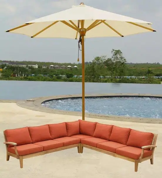 Classic Teak Sectional Sofa Set – All-Weather Outdoor Seating