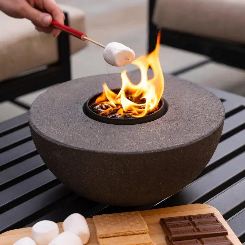 Concrete Semi-Round Fire Pit – Space-Saving Outdoor Hearth