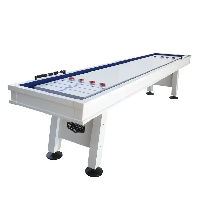 Crestline 12-Foot All-Weather Aluminum Shuffleboard Table — White Finish