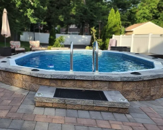 Custom HPI Oval Pool Cover – 12′ x 24′, Extended Straps, Paver-Friendly, 5′ x 5′ Padding