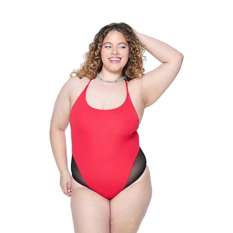 Delta X Ribbed One-Piece – Red