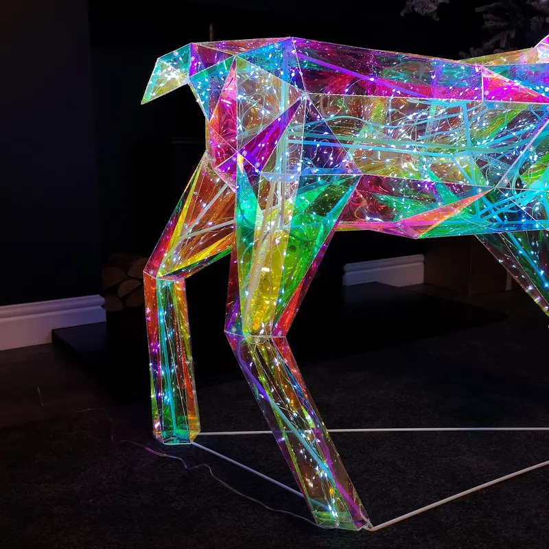 Dreamlights Iridescent Standing Stag – Factory-Second 1.4m Light-Up Christmas Decoration (600 LEDs)