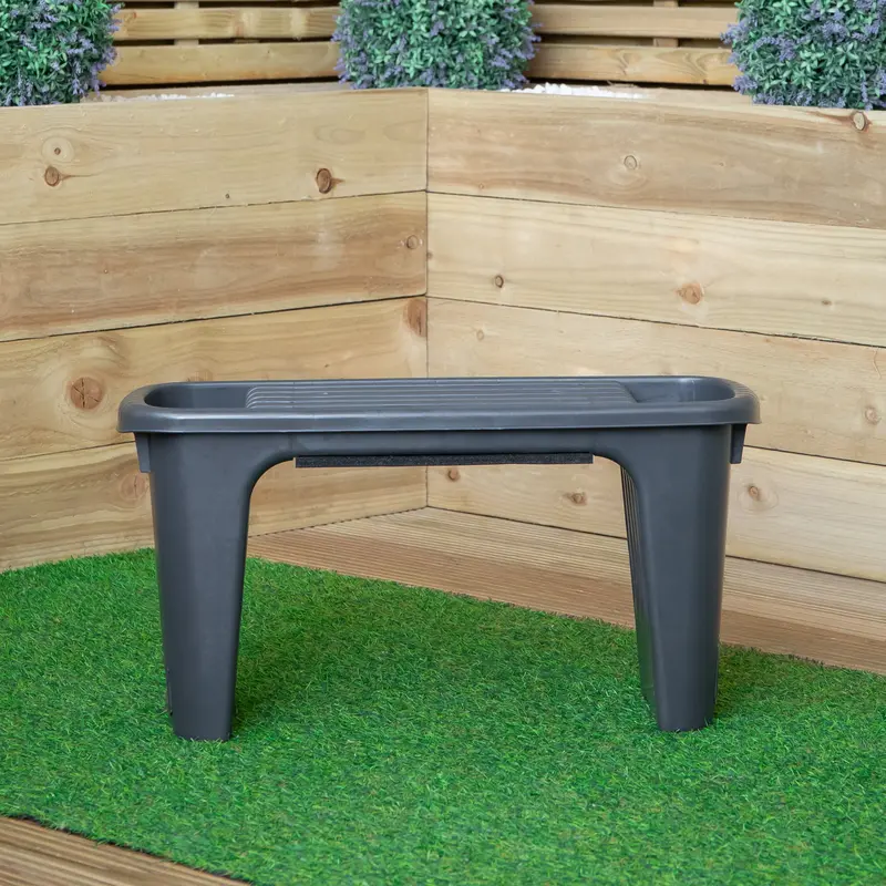 Dual-Use Garden Kneeler & Stool – Grey Plastic with Integrated Storage Compartment